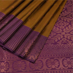 Soft Silk Saree | Yellow with Purple border