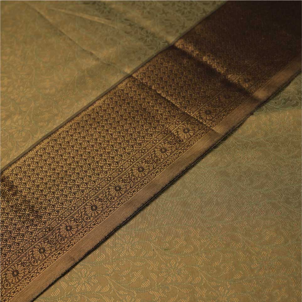 Tissue Silk Saree | Golden With Brown Border