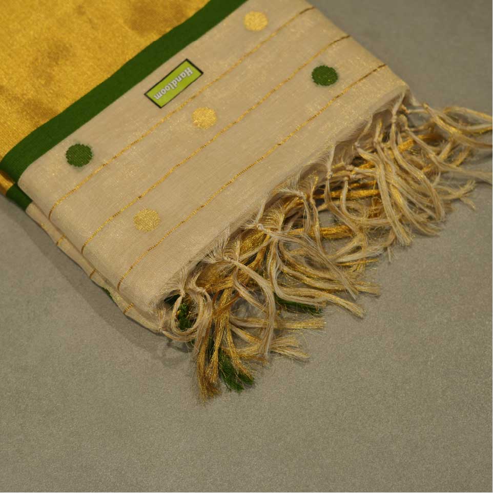 Handloom Tissue Saree With Polka Dots