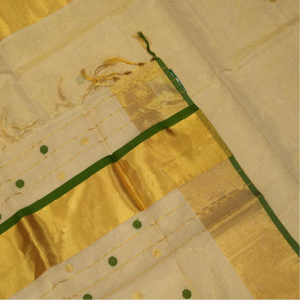 Handloom Tissue Saree With Polka Dots