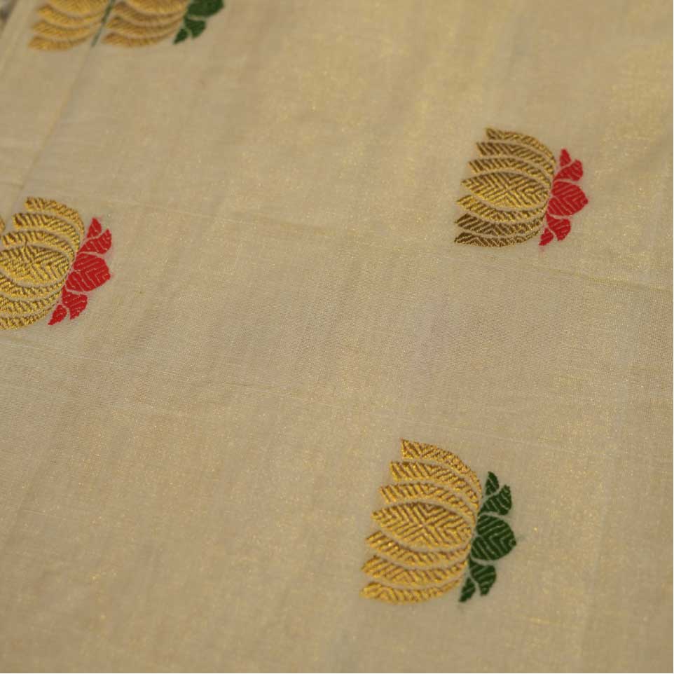 Handloom Tissue Saree With Lotus Print