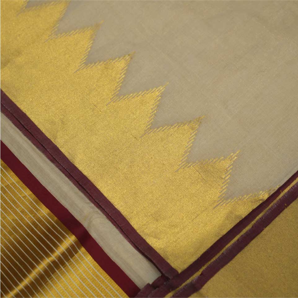Handloom  Tissue Saree With Temple Border