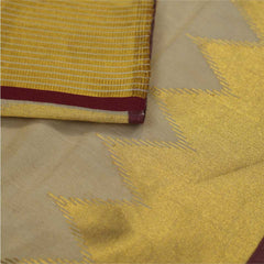 Handloom  Tissue Saree With Temple Border