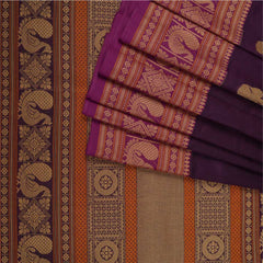 Handloom Cotton Saree with Thread Work | Purple