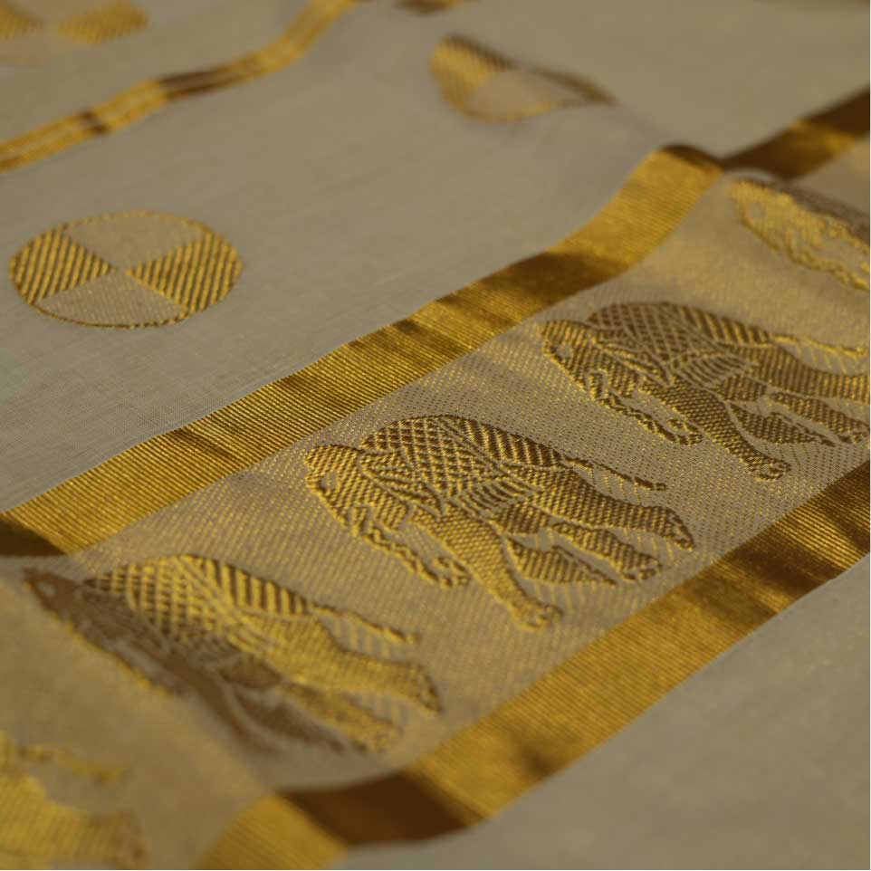 Handloom Tissue Saree With Elephant Jakard Work
