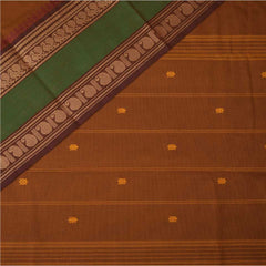Handloom Cotton Saree | Orange with Green border