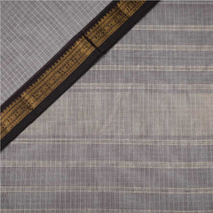 Check Cotton Saree With Golden Jerry